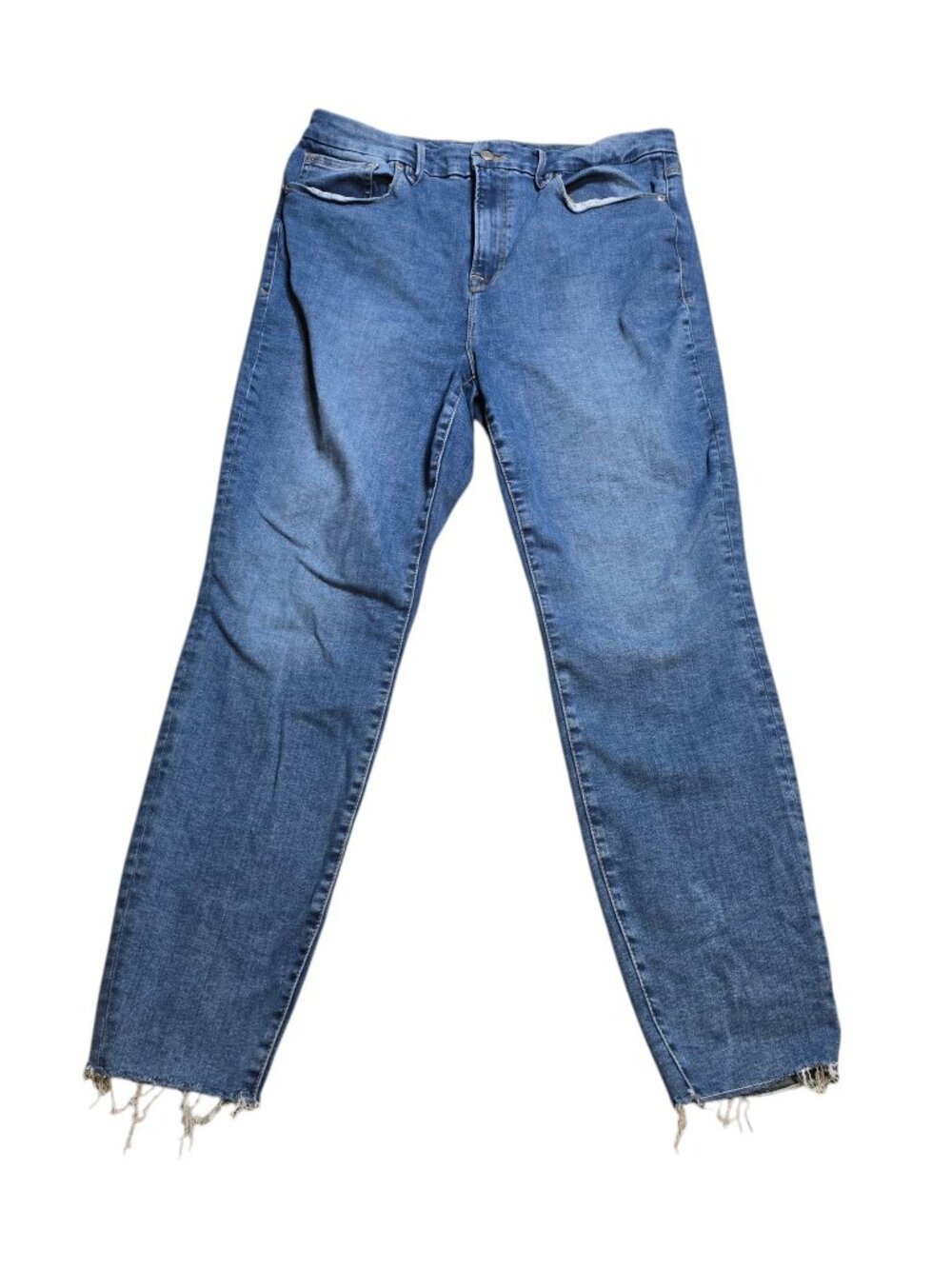 Good American Women’s Always Fits  Mid Wash Straight Fit High Rise Jeans 14-18